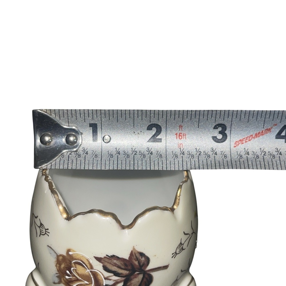 Vintage Porcelain Egg Cup Holder Floral Gold Trim Decorative Accent - Picture 16 of 16